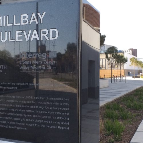 Photos of the sustainable drainage system installed in Millbay Boulavard